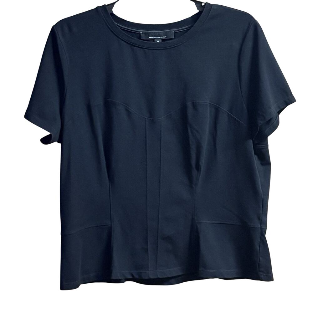 White House Black Market T Shirt Black XL Womens Cropped Athletic Fit